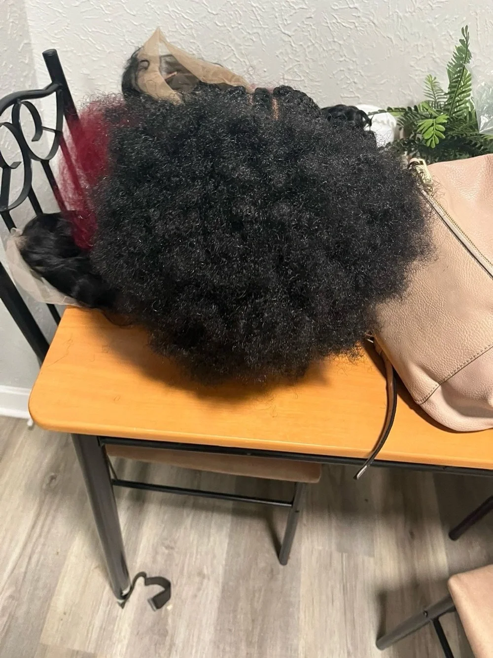 Short Curly Lace Front Wig - Natural Black Center Part